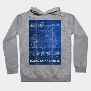 Blueprint of CH 47 Chinook Hoodie